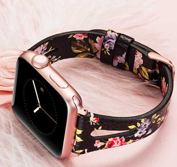 Wearlizerレディースフローラルアップルウォッチバンド
