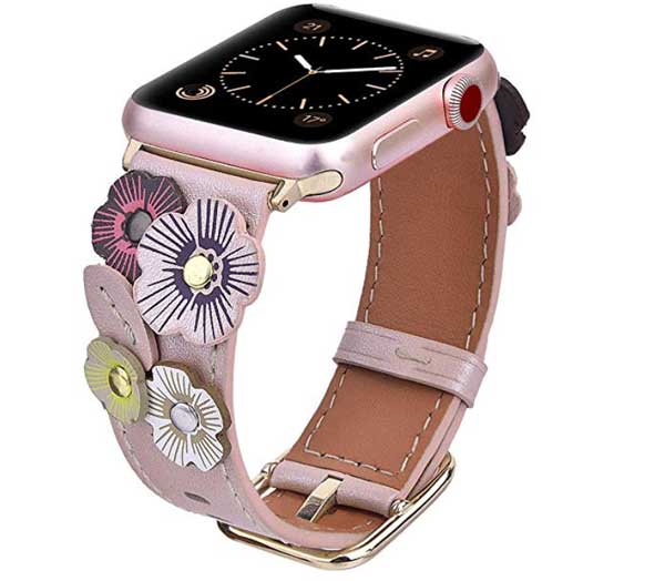 AppleWatch用V-Moroフラワーレザーバンド