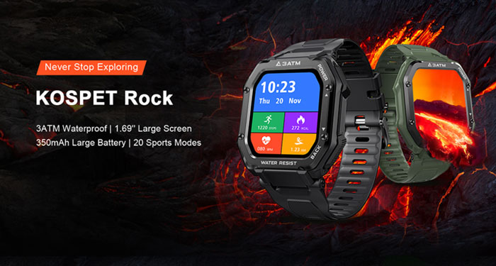 Kospet Rock-頑丈なスポーティなスマートウォッチ、機能のレビュー
