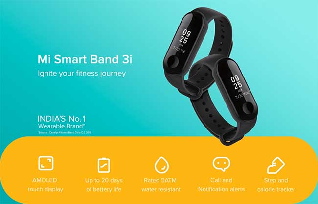 Xiaomi Mi band 3i Smartband –安価ですが、心拍数モニターはありません