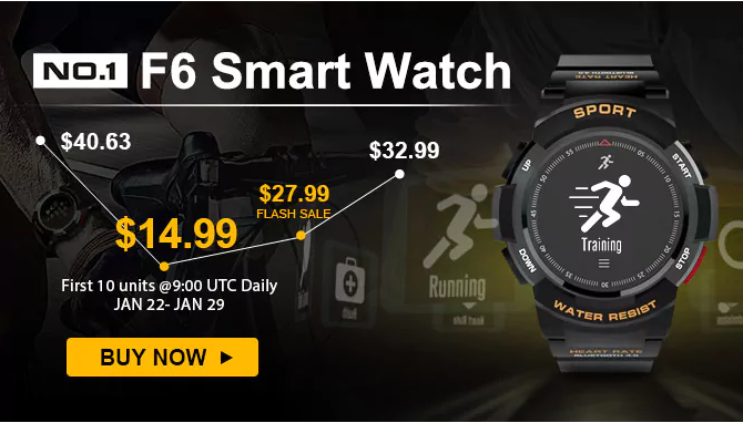No.1F6スマートウォッチフラッシュセール$ 27.99、最初の10ユニット$ 14.99のみ