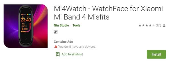 Mi4Watch – NtnStudioによるXiaomiMi Band 4MisFitsのWatchFace