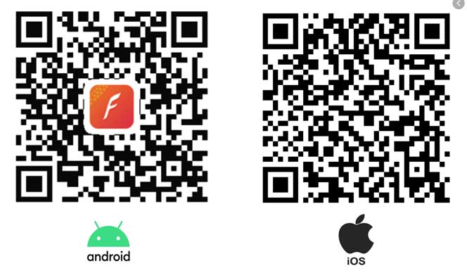 iOSおよびAndroid用のQRコード、VerfyFitProアプリ