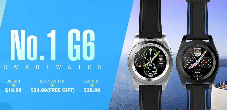 [お得な情報] NO.1 G6スマートウォッチ– Geekbuyingでたったの19ドル！
