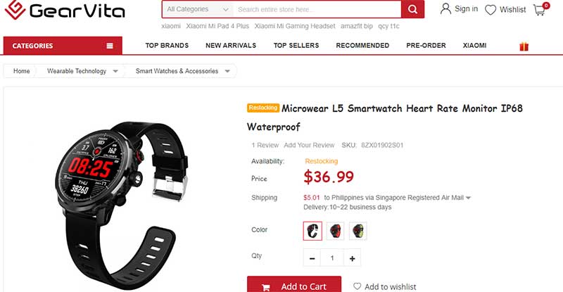 Microwear L5スマートウォッチ–クーポンコード